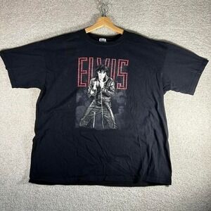 Vintage 2000s Elvis Presley big graphic black band tee shirt tshirt